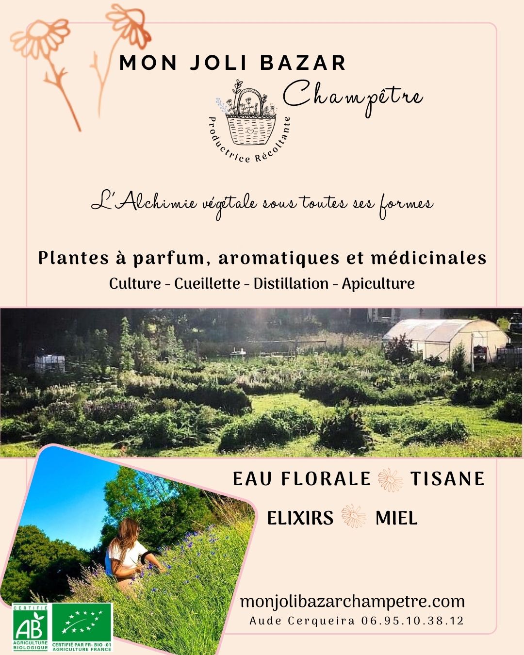 paysanne herboriste dans l'eure, culture de plantes à parfum, aromatiques et médicinales, agriculture biologique, bio, circuit court, direct producteur, distillation, alambic en cuivre, tisane, infusion, vinaigre, paysanne herboriste, vinaigre, cuisine d'herboriste, plantes sauvages, balade botanique